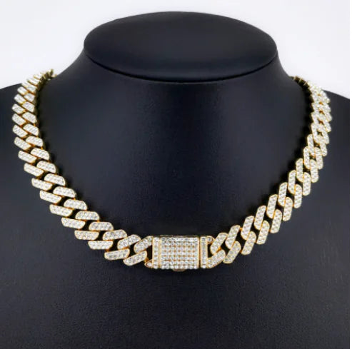 Gold Plated Iced Out Chain for Men and Women Cuban Chain Necklace